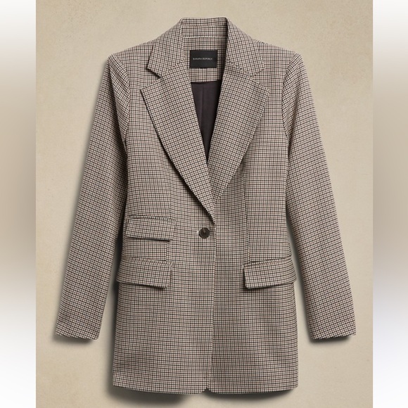 New Banana Republic Lido Sculpted Italian Wool Plaid Sz 4 - Picture 1 of 13